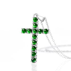 Pendentif en jadéite naturelle, croix verte, argent S925, bijoux unisexes pour femmes, mode, religion, design original D908 - Product Image 3