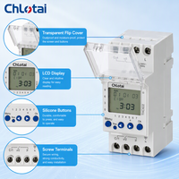 ChLotai THC822 Saklar Waktu Digital 2 Kanal 240V 16A Din Rail Timer Terprogram dengan Layar LCD untuk Lampu Jalan dan Pompa
