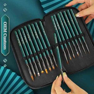 Ensemble de pinceaux à ongles à manche en bois, nylon, pour dégradé ombré, éventail, fleur, gel, liner et dessin - Product Image 1