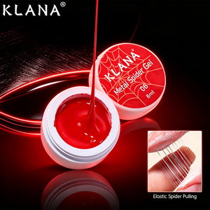 KLANA Metal Spider Gel 8ml Gel à ongles haute élasticité 6 couleurs Gel UV Soak-off pour la création de motifs en toile d'araignée et de lignes ultra-fines - Product Image 3