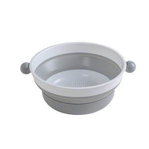 Double Layer Vegetable Washing Basin Foldable Drain <b>Basket</b> Thickened <b>Plastic</b> Kitchen Fruit Vegetable Cleaner <b>Small</b> Size Fog - Product Image 5