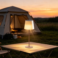 Lámpara de Mesa LED Solar Cónica Grande, Batería de 3600 mAh, Carga Rápida de 2A, Resistente a la Lluvia y a la Exposición Solar, para Acampar al Aire Libre