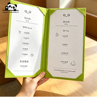 Porte-menu en cuir PU avec poche d'angle, dossier de menu double pliage pour restaurant, logo personnalisé en relief pour café, bar, bistrot