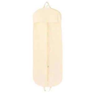 Custom Logo luxury Suit garment Cover Canvas White Cotton Fabric Garment Bag hanger bag for dress with logo