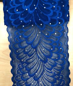 Width 18 cm Black White Silver Metallic <strong>Sequins</strong> Nylon Spandex Elastic <strong>Bra</strong> Lace Trim for Garment Accessories Decoration Wide Lace - Product Image 2