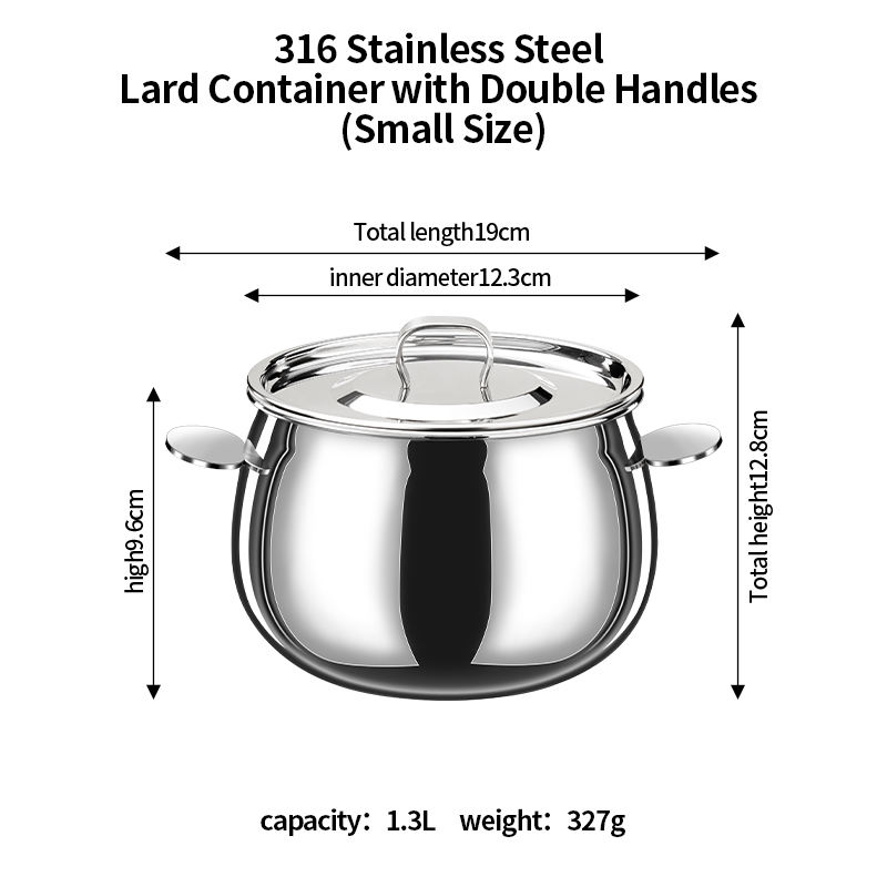 ภาชนะใส่น้ำมันหมู 316 มีหูจับ 2 อัน (เล็ก)