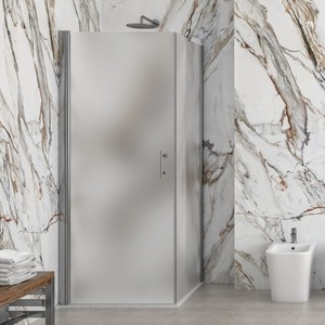 Kamalu KS2800FAO Box Doccia Moderno Rettangolare in Vetro Satinato 80x85 con Ante a Battente, Spessore 8mm, Senza Telaio in Alluminio, Altezza 200cm, ABS - Product Image 2