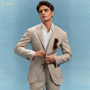 <span class=keywords><strong>Costume</strong></span> homme <span class=keywords><strong>sur</strong></span> <span class=keywords><strong>mesure</strong></span> Jieqian de luxe, vintage, en mélange de lin, coupe ajustée, 2 pièces, pour mariage, affaires, ou cérémonie. - Product Image 3
