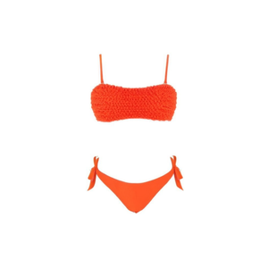 Set bikini HDJ con laccetti laterali, top testurizzato a fascia, costume da bagno da donna, taglie 44 46 48 50 - Product Image 1