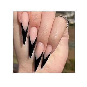 Venta al por mayor XXL Negro Francés Mármol Palo En <span class=keywords><strong>Uñas</strong></span> Postizas Stiletto Super 5XL <span class=keywords><strong>Uñas</strong></span> <span class=keywords><strong>Largas</strong></span> Prensa En <span class=keywords><strong>Uñas</strong></span> - Product Image 1