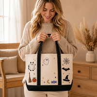 Tas Tote Bordir Hantu Halloween Kustom, Tas Belanja Kanvas Lucu dan Seram yang Dipersonalisasi, Tas Hadiah Halloween Kanvas Tebal