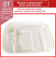 Boîte de rangement de cuisine en plastique 15L avec égouttoir pour assiettes, bols et tasses, couvercle, boîtes et bacs de rangement pratiques