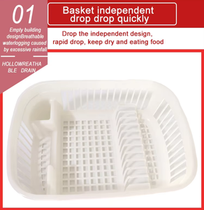 Boîte de rangement de cuisine en <span class=keywords><strong>plastique</strong></span> 15L avec égouttoir pour assiettes, bols et tasses, couvercle, boîtes et bacs de rangement pratiques - Product Image 2