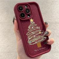 Coque de téléphone portable en TPU antichoc à motif sapin de Noël pour iPhone 15 12 11 17 Pro Max 13 14 Plus 16