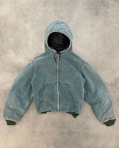 Custom Fashion <strong>Work</strong> Denim Jean Jacket Blank Print Acid Wash Duck Canvas Vintage Outwear Bomber <strong>Hoody</strong> Wash <strong>Hoodie</strong> for <strong>Men</strong> - Product Image 3