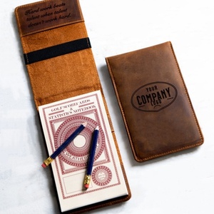 Boshiho Personalized <b>Golf</b> Scorecard Holder Cover case Customized Cowhide Leather <b>Golf</b> Scorecard Yardage Book Holder case Cover - Product Image 2