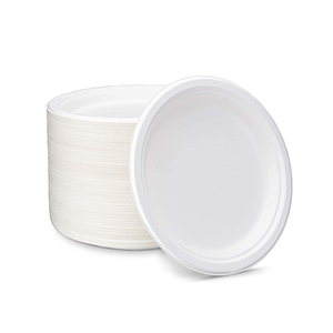 Assiettes rondes jetables en bagasse de 6 pouces, compostables, biodégradables, en bagasse de canne à sucre, blanches, pour fêtes - Product Image 6