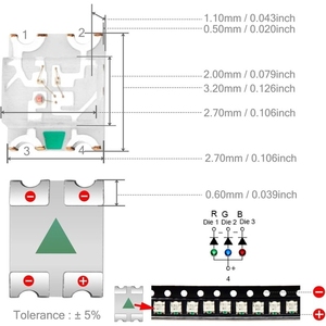Đèn báo LED 1206 (3227) SMD màu đỏ + vàng xanh - Product Image 2