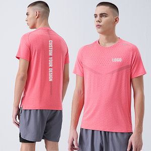 เสื้อยืดผู้ชายสำหรับวิ่ง แห้งเร็ว แขนสั้น คอกลม พิมพ์ลายแบบซับลิเมชั่น 100% โพลีเอสเตอร์ ระบายอากาศได้ดี ผ้าตาข่าย สีตามสั่ง - Product Image 3