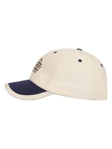 Casquette de baseball souple réglable style vintage en sergé sportif avec broderie de fil métallique beige - Product Image 3