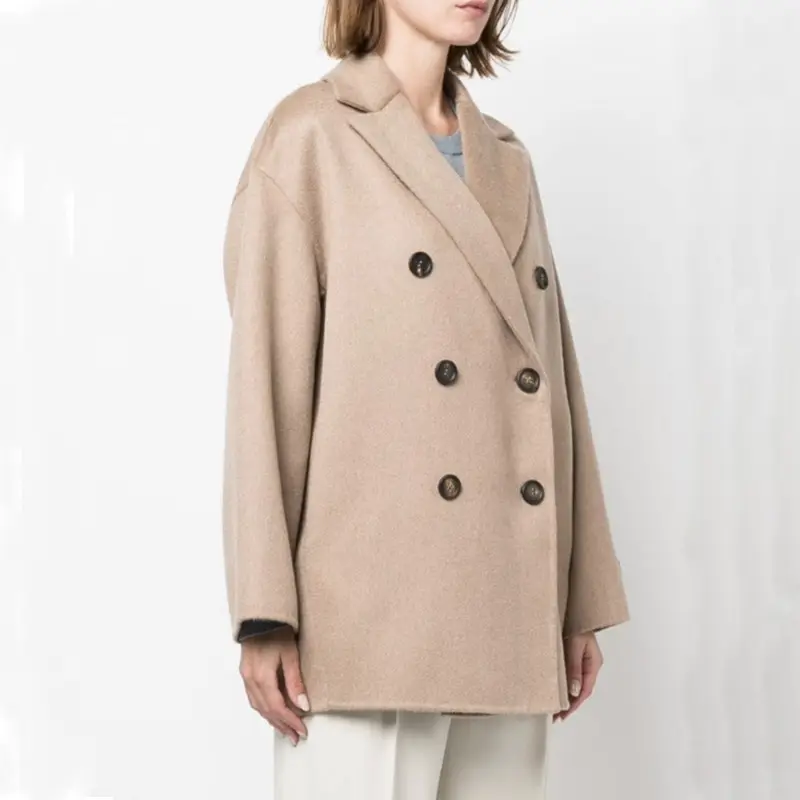 22 Autumn And Winter New Light Luxury Italian BC Women's Mid-length Cashmere Double-sided Woolen Coat Warm Coat