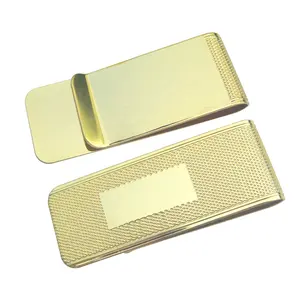 Bán Buôn Mens Chủ Thẻ Brass Stamping Luxury 18K Mạ Vàng Kim Loại Money Clips Trống Phần Cứng Tùy Chỉnh Bronze Money Clip