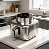 Friteuse à air électrique Longbank 1800W, contrôle numérique intelligent, acier inoxydable, grande capacité 6 litres avec 6 programmes de cuisson prédéfinis