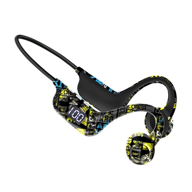 New Graffiti Bone Conduction Wireless BT Headset Plug-in Card Digital Display Ear-hanging Wireless Headset