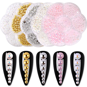 Semicerchio transfrontaliero AB Pearl 7 fiori di prugna in resina Nail Art gioielli in scatola di colore fatti da te strass di plastica all'ingrosso - Product Image 2