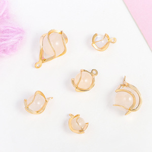 Colgante trenzado con cuentas de ojo de gato chapado en cobre y oro, accesorio de joyería DIY para pendientes, collar, manualidades, forma redonda de 8mm - Product Image 1
