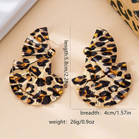 Boucles d'oreilles pendantes imposantes pour femme, plaquées or 18 carats, motif léopard, plissées en éventail, à plusieurs niveaux, en forme de feuille, style africain, couleur dorée