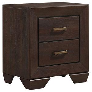 Copper Dark Cocoa 2-<b>Drawer</b> Rectangular Nightstand Modern <b>Storage</b> <b>Drawer</b> Cabinet Bedroom Furniture - Product Image 2