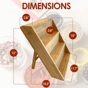 Portaspezie in legno di Acacia per piano di lavoro in legno vassoio contiene 24 vasetti portaspezie organizzatore per ripiano di stoccaggio - Product Image 5