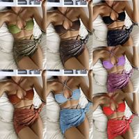 Zomer Badpak Dames Sexy Cross Strap Bikini Set Vakantie Stijl Sexy Badpak Cover Rok Strand Dames Sexy Driedelige Set