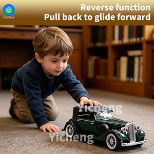 Modellino Auto d'Epoca in Scala 1:32, Veicolo Classico Retro <span class=keywords><strong>Cadillac</strong></span> con Porte Apribili e Funzione Pull-Back, Auto Giocattolo in Lega 1/32 per Bambini e Collezionisti - Product Image 5