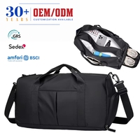 Sac de voyage décontracté en denim grande capacité, sac de sport avec compartiment à chaussures, multi-poches, léger, en polyester résistant à l'usure