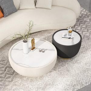 Table basse minimaliste en marbre, ronde, petite, pour salon, table d'appoint, décoration d'hôtel, maison d'hôtes - Product Image 1
