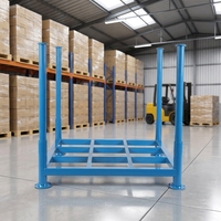 Étagère empilable en acier thermolaqué à quatre poteaux détachable, compatible chariot élévateur, pour stockage en entrepôt