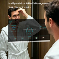 Espejo Inteligente Multifuncional para Baño de Hotel, Espejo con TV LED y Control por Voz, Pantalla Táctil Android 15, Espejo Mágico