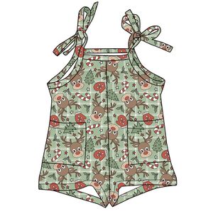 Combinaison-pull tricotée ajustable pour bébés filles, motif Noël, style justaucorps bulle, pour l'été - Product Image 1