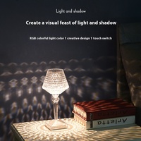 Lampe de table créative moderne en cristal à LED pour verre à vin Veilleuse ambiante rechargeable pour chambre à coucher Lampes de table décoratives de chevet