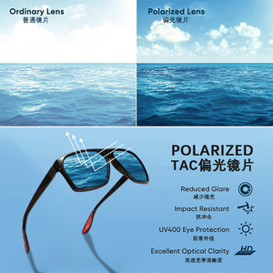 Gafas de sol rectangulares con montura completa polarizadas UV400 para hombre protección solar retro P1921 - Product Image 3