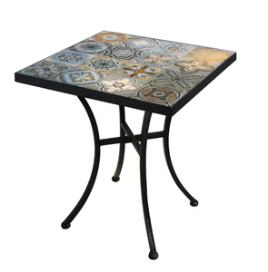 Meubles de salon de <span class=keywords><strong>jardin</strong></span> modernes, <span class=keywords><strong>table</strong></span> carrée en métal fer forgé imperméable, carreaux de céramique en mosaïque, design pliable, utilisation en cuisine - Product Image 2