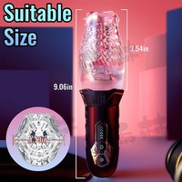 Sexspielzeug für Männer Silikon TPE Vibrator Wiederaufladbar Heizend Automatische Rotation Masturbationsbecher Schwarz Sextoys für Männer