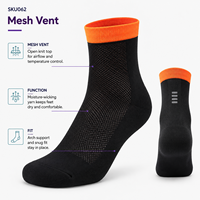 Chaussettes de sport en mesh respirant OEM pour les équipes de cyclisme, avec emballage personnalisé pour les fournisseurs de programmes de cyclisme.