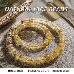Perles de pierre naturelles en gros 4*6mm 5*8mm, perles de jade jaune pour la fabrication de bijoux pour marque - Product Image 2