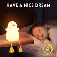 Luz Nocturna de Silicona con Forma de Pato, Lámpara con Sensor Recargable por USB RGB, Regalo para Decoraciones Navideñas, Decoración de Habitación, Pequeña Luz de Noche