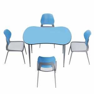 Conjunto de Mesa y Sillas Escolares Lin Ying para 4 Personas, Esquinas Redondeadas, Estilo Moderno Minimalista para Uso en el Aula - Product Image 4