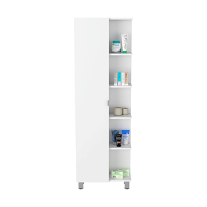 DB Depot-Armario de lino de una puerta, Colección Venus, cinco estantes interiores externos, cuatro, en blanco, para almacenamiento en el baño, de una sola Puerta, de color blanco - Product Image 5