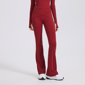 Pantalones deportivos <span class=keywords><strong>de</strong></span> yoga <span class=keywords><strong>de</strong></span> cintura alta elásticos con efecto segunda piel, acampanados, ajustados, moldeadores <span class=keywords><strong>de</strong></span> cintura y realce <span class=keywords><strong>de</strong></span> glúteos para fitness - Product Image 3